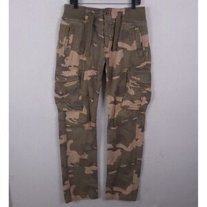 Jetlag Cargo Pants Men 32x32 Green Camo Ribbed Waist Utility Tactical Streetwear